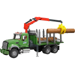 BRUDER MACK Graniitpuitu vedav veoauto (green, with 3 tree trunks) | 02824 | 4001702028244