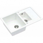 Zlewozmywak GraniteQ MORGAN 156 GraniteQ zlewozmywak snow white z syfonem Push To Open okrągły 1,5-komorowy z/o / stal szlachetna | brak | 5904310997232