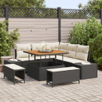 vidaXL 8-osaline aiam&ouml;&ouml;bli komplekt patjadega Black pol&uuml;rotang akatsia | 3364725 | 8721288448446