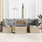 vidaXL 7-osaline aiam&ouml;&ouml;bli komplekt pol&uuml;rotangist koos patjadega Beige | 3358653 | 8721288388568