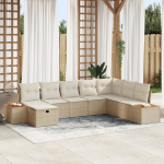 vidaXL 8-osaline aiam&ouml;&ouml;bli komplekt koos patjadega Beige pol&uuml;rotangist | 3359658 | 8721288398611