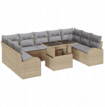 vidaXL 10-osaline aiam&ouml;&ouml;bli komplekt koos patjadega Beige Pol&uuml; rattan, 2-kohaline aiam&ouml;&ouml;bel hoiustamise ja patjadega Beige Pol&uuml; rattan | 3357443 | 8721288376466