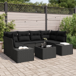 vidaXL 7-częściowy zestaw sof ogrodowych z poduszkami Black polirattan | 3355632 | 8721288359032