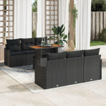 vidaXL 7-osaline aiam&ouml;&ouml;bli komplekt patjadega Black pol&uuml;rotang | 3358144 | 8721288383471
