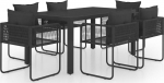 vidaXL VidaXL 7-osaline aiam&ouml;&ouml;bli komplekt rattan PVC, Black | 3060103 | 8720286228692