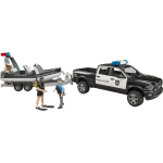 BRUDER RAM 2500 Polizei Pickup, L+S Modul, Anh&auml;nger mit Boot (Black/wei&szlig;, Inkl. 2 Figuren) | 02507 | 4001702025076