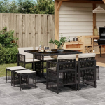 vidaXL 9-osaline aiam&ouml;&ouml;bli komplekt patjadega, must, PE rattan | 3210954 | 8721012294127