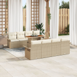vidaXL 9-osaline aiam&ouml;&ouml;bli komplekt pol&uuml;rotangist koos patjadega Beige Akatsia | 3349308 | 8721158994226