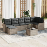 vidaXL 7-częściowy zestaw sof ogrodowych z poduszkami Black rattan sztuczny, vidaXL 2-osobowa sofa ogrodowa z poduszkami szary rattan sztuczny | 3345799 | 8721158953858
