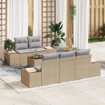 vidaXL 6-osaline aiam&ouml;&ouml;bli komplekt patjadega Beige rattan akatsia | 3348026 | 8721158981400