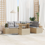 vidaXL 6-osaline aiam&ouml;&ouml;bli komplekt pol&uuml;rotangist koos patjadega Beige | 3358702 | 8721288389053