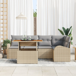6-osaline aiam&ouml;&ouml;bli komplekt vidaXL pol&uuml;rotangist patjadega Beige | 3358324 | 8721288385277