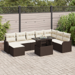 vidaXL 9-osaline aiam&ouml;&ouml;bli komplekt patjadega Brown Polyrattan | 3348514 | 8721158986283