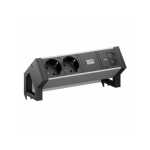 Toiteplokk Bachmann BACHMANN DESK2 ALU 2xCEE7/3, 1xUSB C/C 45 W, pikkus 0,2 m, RAL9005 Black | 4057298227981 | 4057298227981