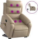 vidaXL Elektriline massaažiga reguleeritav toestav tugitool, cappuccino | 3205069 VidaXL | 8721012175570