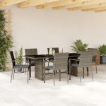 vidaXL VidaXL 7 Piece Patio Dining Set with Cushions Gray Poly Rattan | 3213496 | 8721012332294