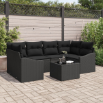 vidaXL 7-elementowy zestaw sofy ogrodowej Black Polirattan Prostokątny | 3346623 | 8721158962096