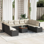 vidaXL 10-osaline aiam&ouml;&ouml;bli komplekt Black ja Cream Rotang, pol&uuml;ester | 3347999 | 8721158981134