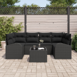 vidaXL Zestaw 7-częściowy sof ogrodowych z poduszkami Black Rattan | 3345943 | 8721158955296