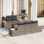 vidaXL 6-osaline aiam&ouml;&ouml;bli komplekt patjadega hall pol&uuml;rattan akaatsia | 3348025 | 8721158981394