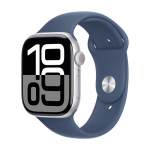 Watch Apple Watch Series 10 GPS 46mm Silver Aluminium Case with Sport Band M/L - Denim | MWWM3QC/A | 195949563003