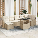 vidaXL Aiam&ouml;&ouml;bli komplekt 8-osaline Beige, kreemjas Pol&uuml;ester, rotang | 3357784 | 8721288379870
