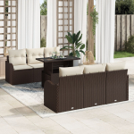 7-osaline aiam&ouml;&ouml;bli komplekt pruun pol&uuml; rattan, 2-kohaline aiam&ouml;&ouml;bel pruun pol&uuml; rattan patjadega | 3348384 | 8721158984982