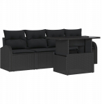 Zestaw sof ogrodowych vidaXL 5 części z poduszkami Black Polirattan, Sofa ogrodowa vidaXL 2-osobowa z przechowalnią i poduszkami Black Polirattan | 3357286 | 8721288374899