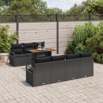 vidaXL 8-osaline aiam&ouml;&ouml;bli komplekt patjadega must PE rattan | 3358410 | 8721288386137