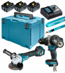 MAKITA ZESTAW COMBO 18V DLX2544TJ (DDF492 + DGA513) 3x5,0 MAKPAC | DLX2544TJ | 197050010810