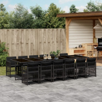 vidaXL 13-osaline aiam&ouml;&ouml;bli komplekt, padjad, must, PE rattan | 3210943 | 8721012294011
