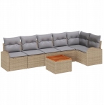 vidaXL 7-osaline aiam&ouml;&ouml;bli komplekt patjadega Beige Rattan Poly Akaatsia, vidaXL 2-kohaline aiam&ouml;&ouml;bel hoiuruumiga ja patjadega Beige Rattan Poly | 3356257 | 8721288365286