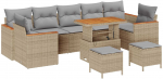 vidaXL 10-osaline aiam&ouml;&ouml;bli komplekt koos patjadega Beige Rotang Pol&uuml;ester Akaatsia | 3363032 | 8721288431516