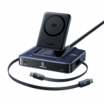 Baseus laadimisjaam Baseus Nomos NH21 6in1 245W juhtmevaba kahe keritava USB-C kaabliga - Black | 6932172695972 | 6932172695972