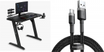 Kirjutuslaud SENSE7 Nomad Basic Black 120 cm x 60 cm + USB-kaabel | 5908011702157 | 5908011702157