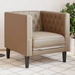vidaXL Fotel Chesterfield, cappuccino, tapicerowany sztuczną sk&oacute;rą | 372657 | 8721012400436