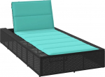 vidaXL Leżak z pływającą poduszką Black polirattan | 4104210 | 8721158666567