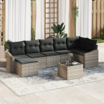 vidaXL 7-elementowy zestaw sofy ogrodowej z poduszkami Black polirattan | 3346819 | 8721158964052