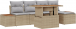 vidaXL 6-osaline aiam&ouml;&ouml;bli komplekt koos patjadega Beige pol&uuml;rotang, 2-kohaline aiam&ouml;&ouml;bel hoiukastiga ja patjadega Beige pol&uuml;rotang | 3358799 | 8721288390028