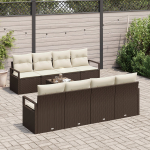 vidaXL 9-osaline aiam&ouml;&ouml;bli komplekt patjadega Brown pol&uuml;rotang, 2-kohaline aiam&ouml;&ouml;bel patjadega Brown pol&uuml;rotang | 3346308 | 8721158958945