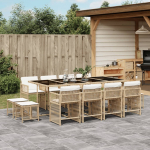 vidaXL 13-osaline aiam&ouml;&ouml;bli komplekt patjadega, beige, pol&uuml;rotang | 3211702 | 8721012301603
