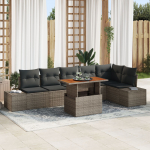 vidaXL 7-osaline s&ouml;&ouml;gitoa komplekt koos patjadega Hall s&uuml;nteetiline rattan Akaatsia | 3349971 | 8721158230850