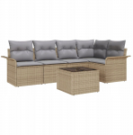 vidaXL 6-osaline aiam&ouml;&ouml;bli komplekt patjadega must rattan | 3345370 | 8721158949561