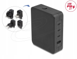 Laadija Delock USB GaN laadija 3 x USB Type-C&trade; PD 3.1 ja 1 x USB Type-A 145 W koos toiteadapteriga EU / US / UK | 41473 | 4043619414734