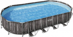 Bestway Bestway Power Steel Frame Pool Set, 732 cm x 366 cm x 122 cm, swimming pool (dark brown/blue, wood decor, with filter pump) | 5611T | 6942138983524