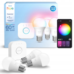Philips Hue Essential algkomplekt A60 + Hue Bridge T&auml;isv&auml;rviline E27 3 tk valge nutipirn 929004235411 (8721103103673) | 495956 | 8721103103673