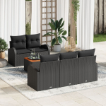 vidaXL 6-osaline aiam&ouml;&ouml;bli komplekt patjadega Black pol&uuml;rotang akatsia | 3347520 | 8721158976345