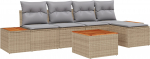 vidaXL 6-osaline aiam&ouml;&ouml;bli komplekt patjadega - Beige pol&uuml; rattan akatsia | 3356740 | 8721288370112
