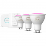 Philips Hue Zestaw startowy mostek + 3 x żar&oacute;wka GU10 RGBW 4.3W BT + przełącznik | 929001953113 | 8719514340107