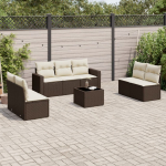 vidaXL 8-osaline aiam&ouml;&ouml;bli komplekt patjadega Brown | 3251180 | 8721102301551